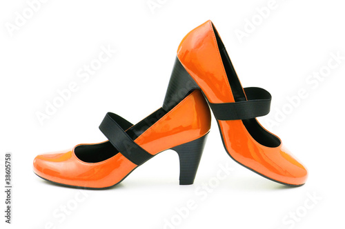 Female shoes on white background