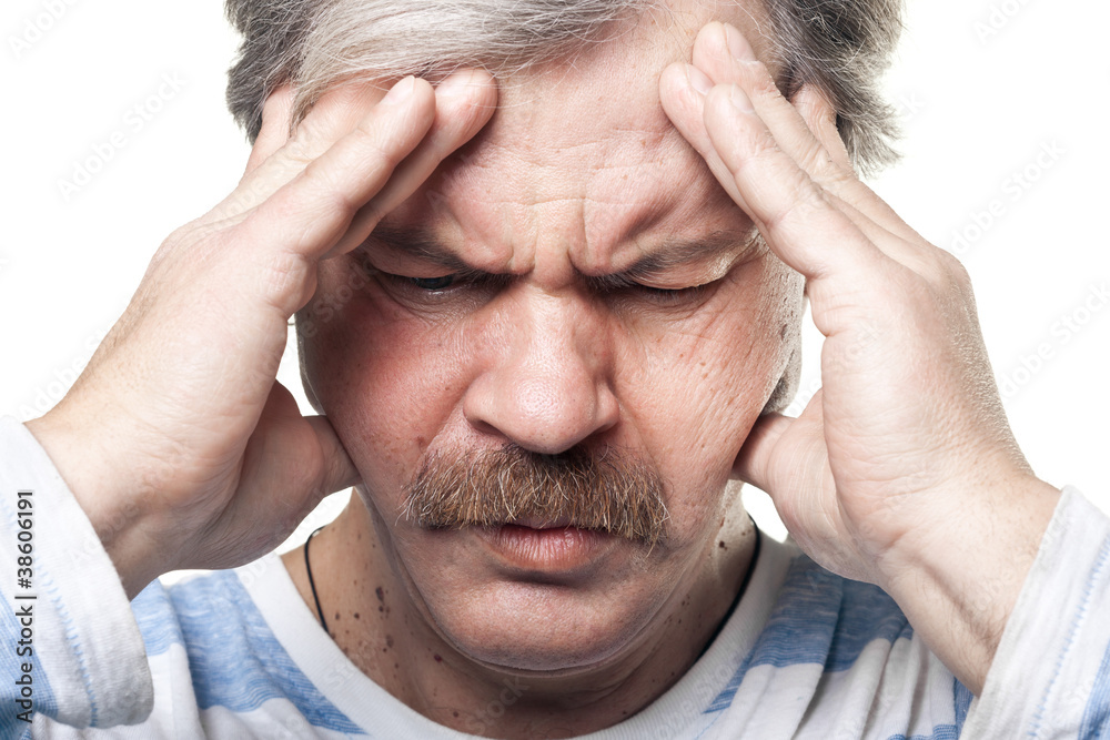 mature man having very strong pain isolated on white mature man having very strong pain isolated on white