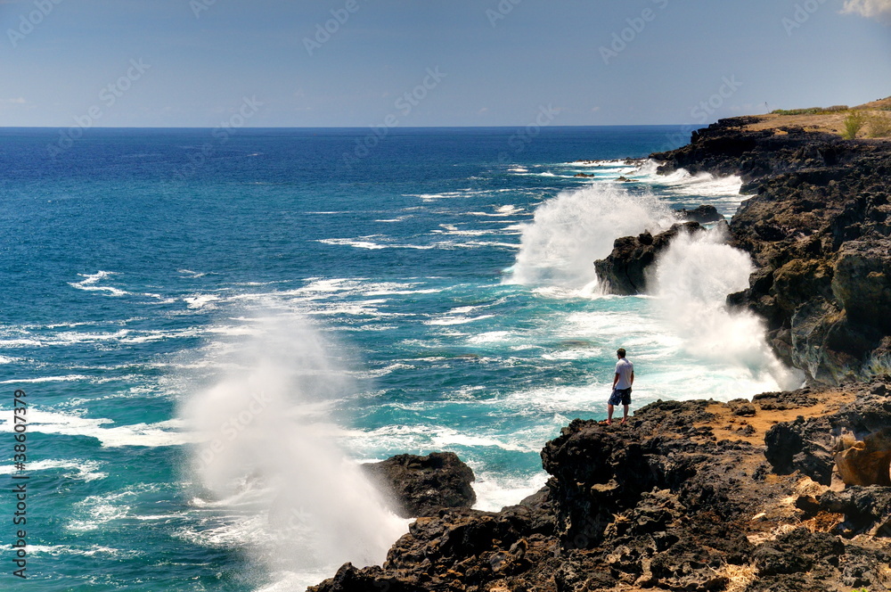 Le Souffleur, Pointe au sel, La Réunion. Stock Photo