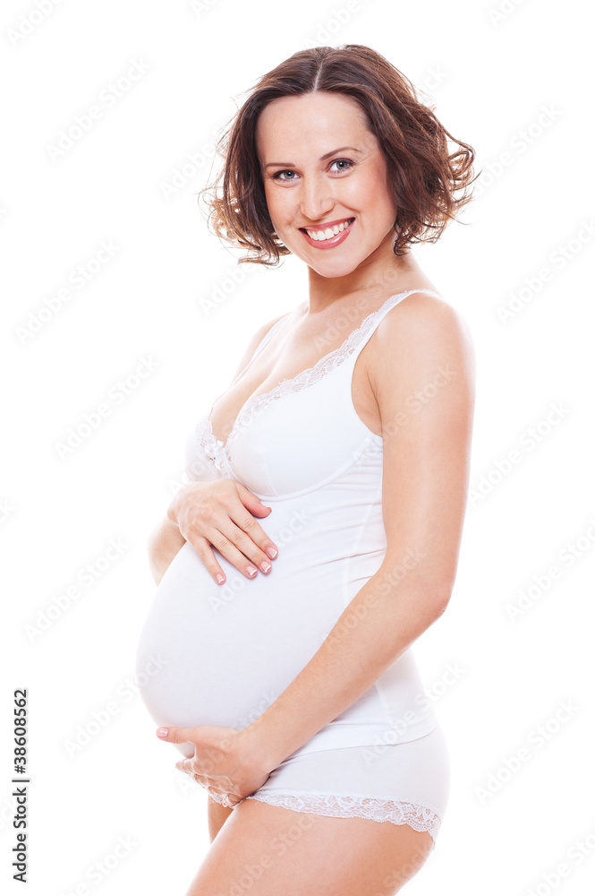 pregnant woman in white lingerie pregnant woman in white lingerie