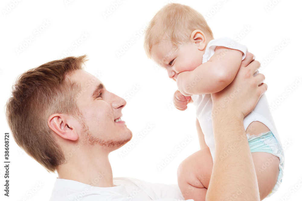 happy father holding his son happy father holding his son