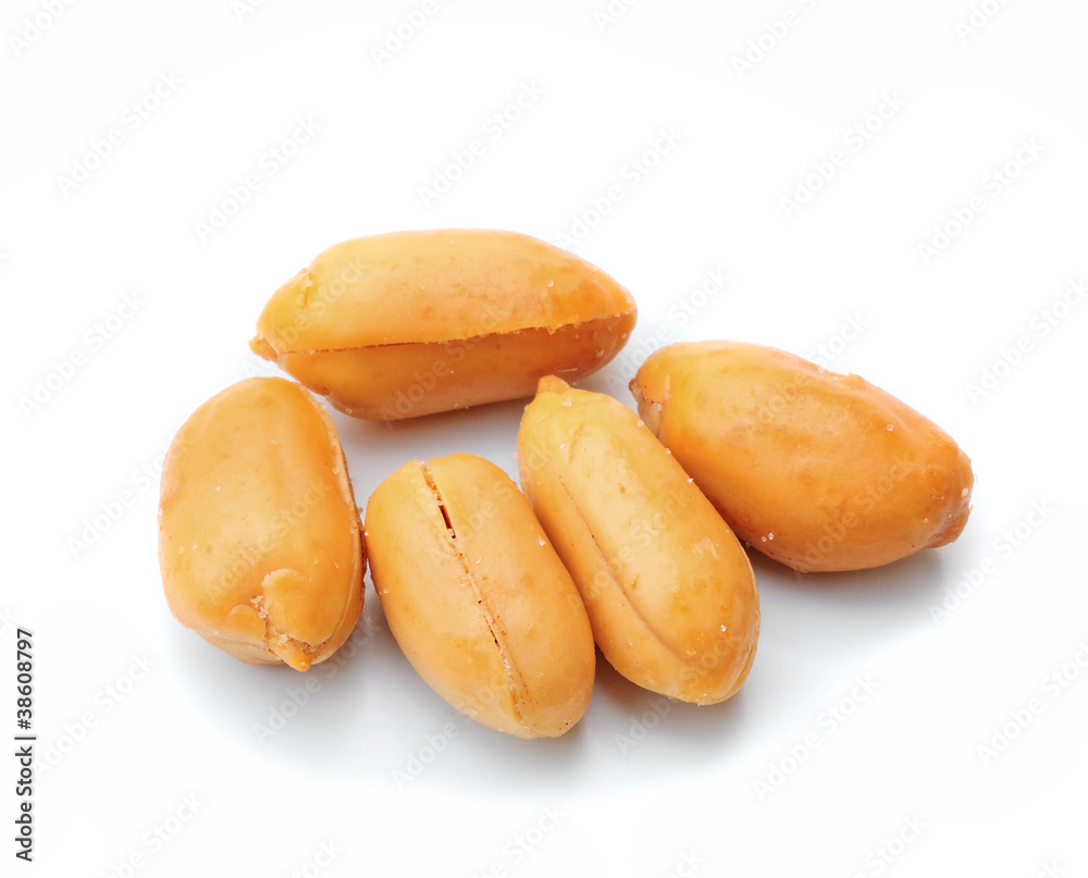 Close-up image of peanuts studio isolated on white background Close-up image of peanuts studio isolated on white background