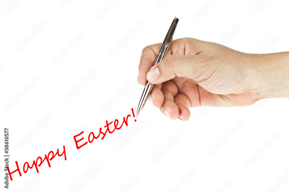 hand writing happy easter word hand writing happy easter word