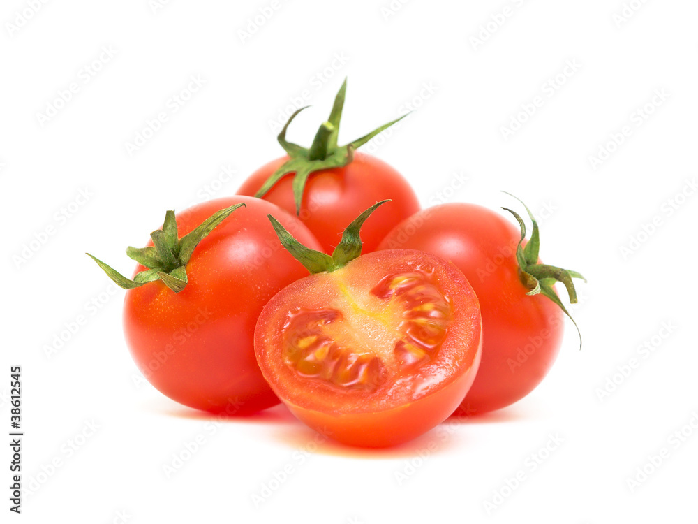 cherry tomatoes on a white background closeup cherry tomatoes on a white background closeup