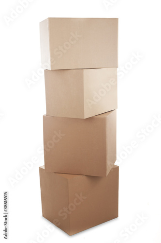 Isolated stack of boxes