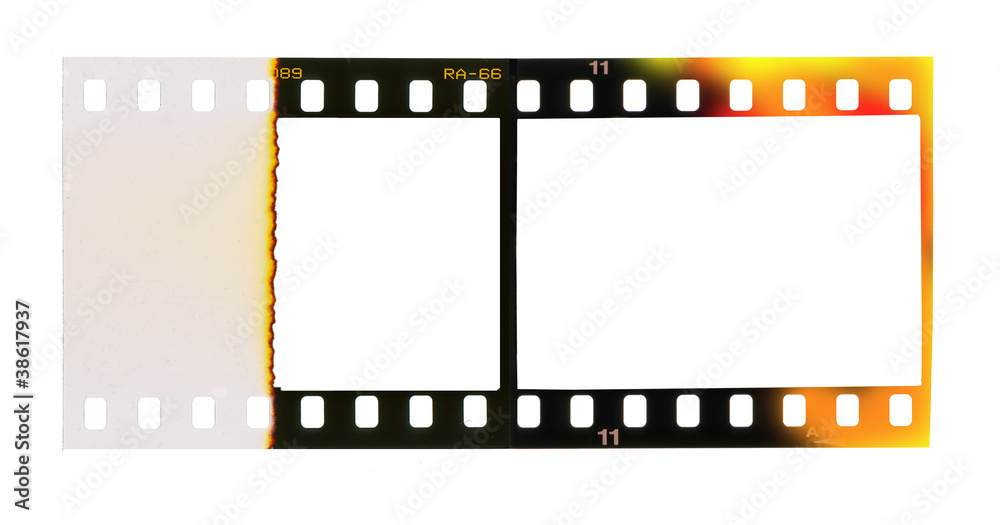 35 mm filmstrip, picture frames, free copy space isolated on whi