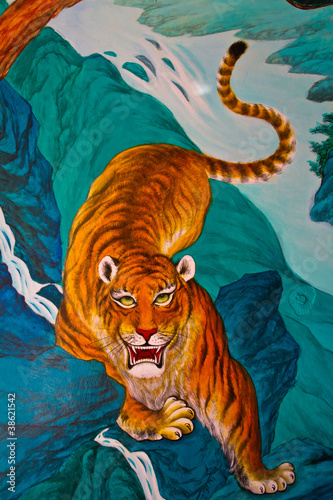Tiger painting on wall