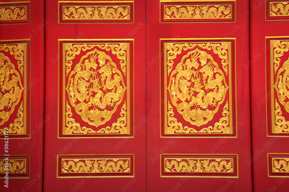 Image on the door in Chinese temple.