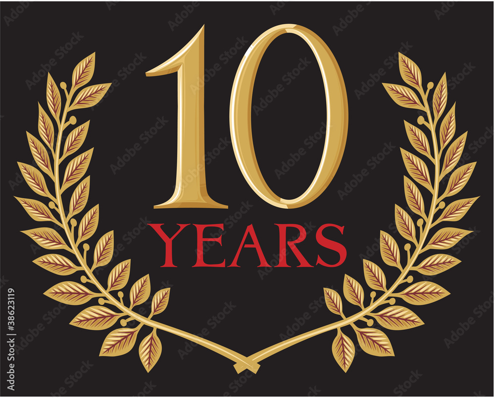 Golden Laurel Wreath 10 Years jubilee Anniversary Stock Vector golden-laurel-wreath-10-years-jubilee-anniversary-stock-vector