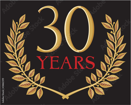 golden laurel wreath 30 years (anniversary, jubilee)