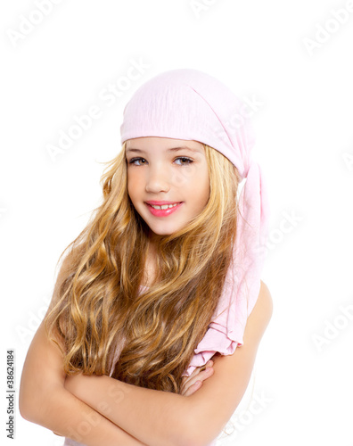 kid girl with pirate handkerchief beautiful portrait