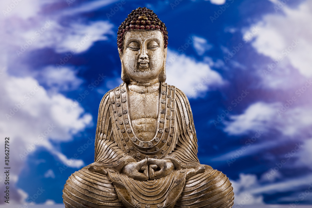 Buddha and blue sky background