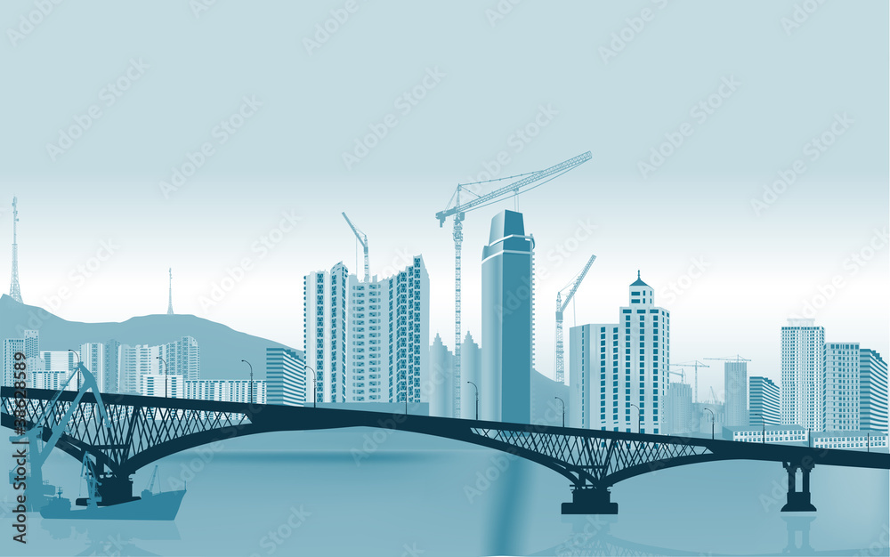 Fototapeta premium bridge and city modern building