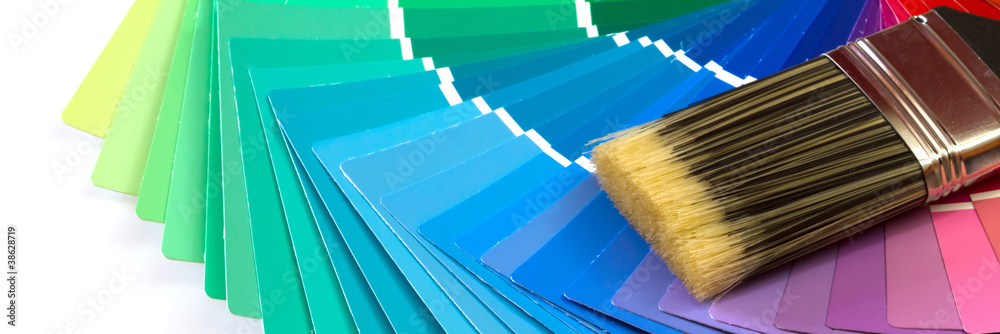 Naklejka premium paint swatches with paintbrush