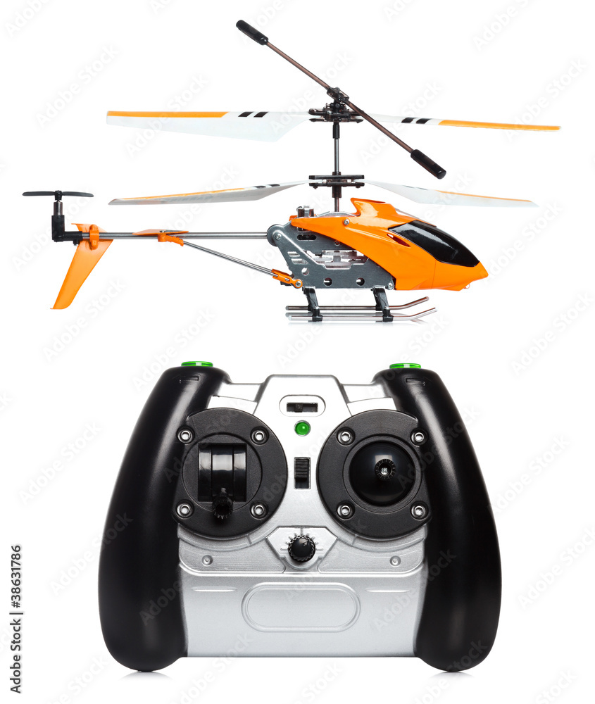 Remote controlled helicopter with controlling handset Remote controlled helicopter with controlling handset