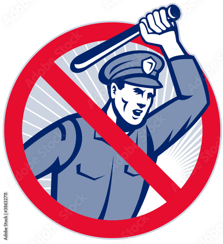 Police Brutality Policeman With Baton