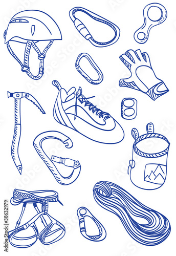 Mountain Climbing - doodle style illustration