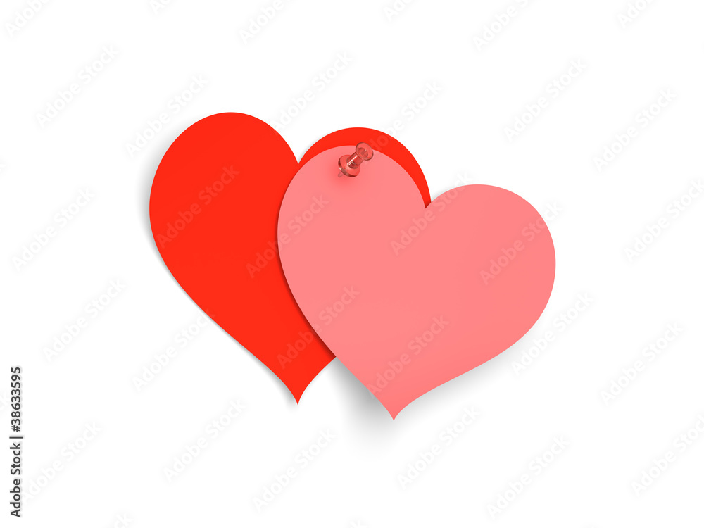 Two hearts pinned together. St. Valentine’s Day illustration Two hearts pinned together. St. Valentine’s Day illustration