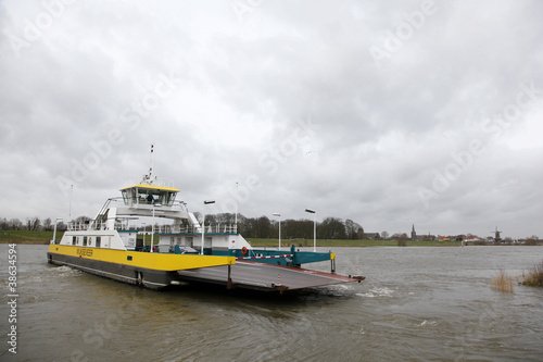 Ferryboat on the Rhine near Wijk bij Duurstede