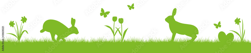 Hasen Blumen Schmetterlinge Silhouette Ostern