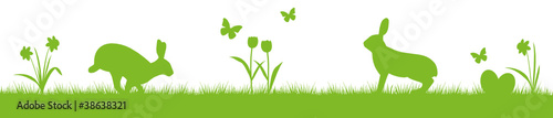 Hasen Blumen Schmetterlinge Silhouette Ostern