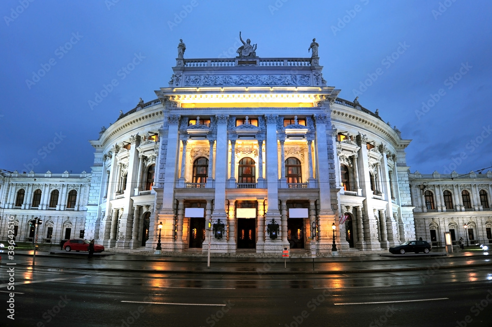 The Hofburgtheater (die Burg) at dusk, Wien, Vienna Austria