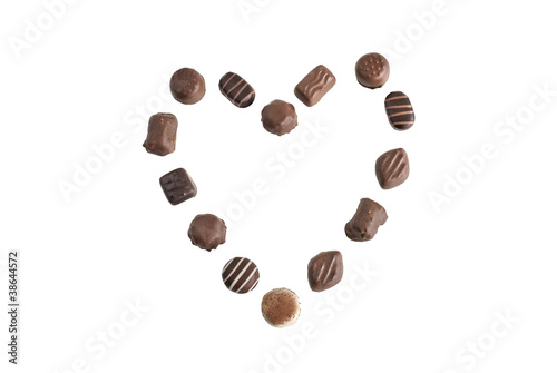 Heart shape made from chocolates
