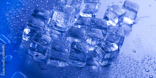 Blue and shiny ice cubes