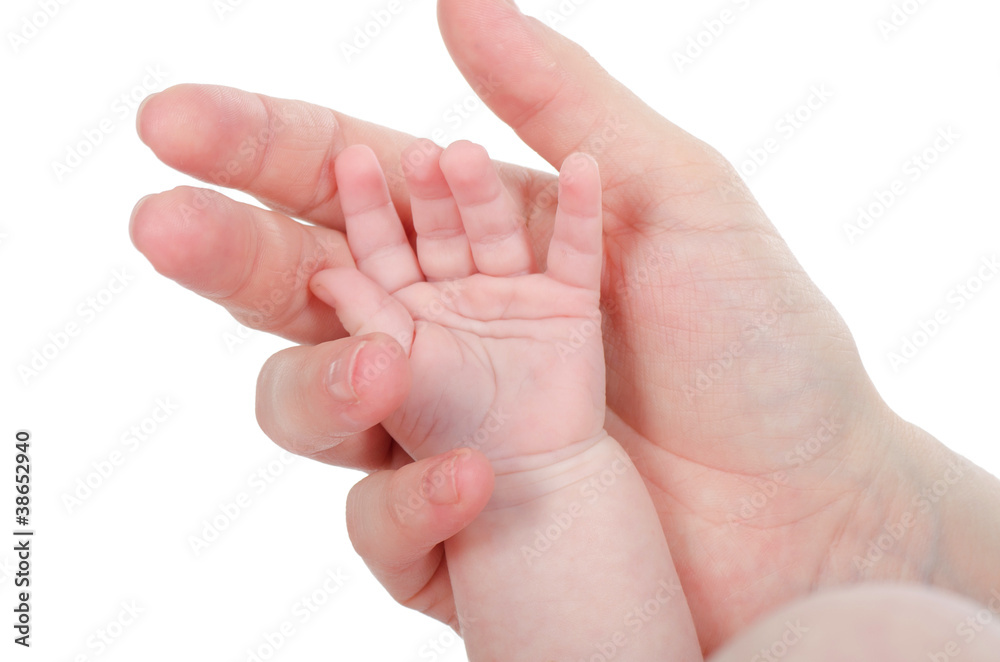 Mum holds a hand of the child in a hand Mum holds a hand of the child in a hand
