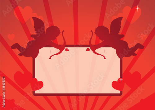 red cupid panel with space for text
