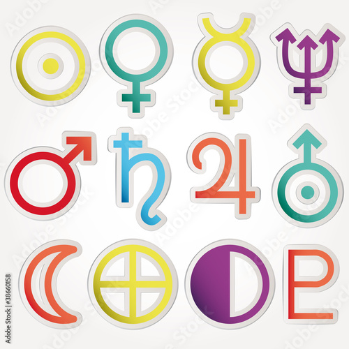 Zodiac and astrology symbols of the planets
