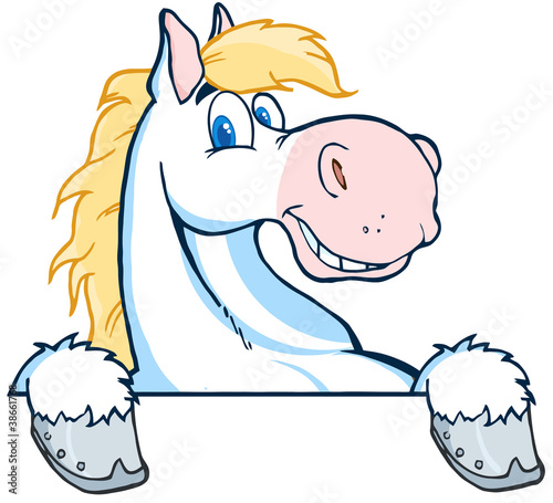 White Horse Mascot Cartoon Head photo