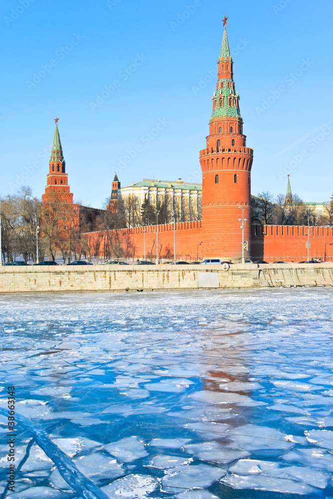 Moscow Kremlin in cold winter