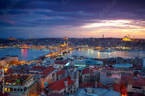 Fotografie, Tablou Istanbul Sunset Panorama