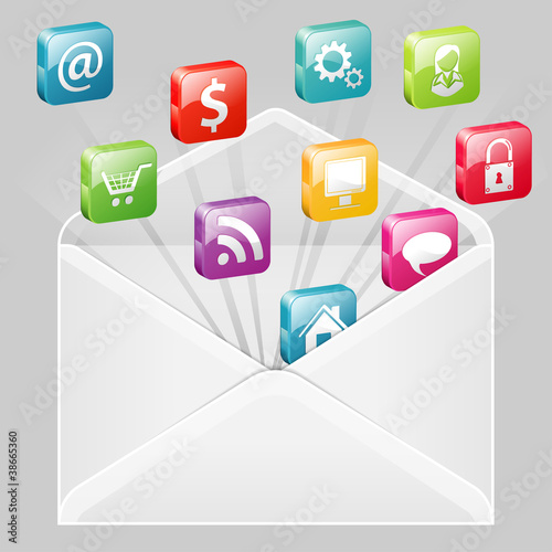 Envelope with Set of Icons