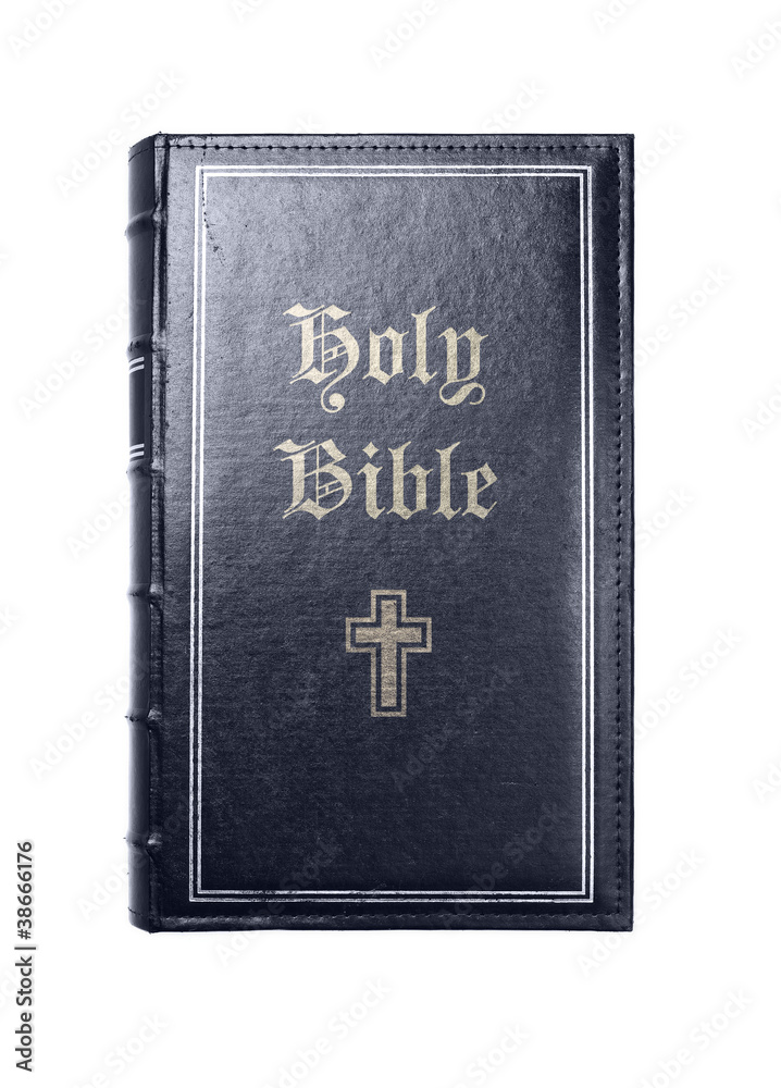 Old leather holy bible isolated on white background Old leather holy bible isolated on white background