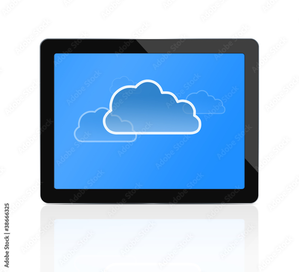 Cloud computing symbol at digital tablet Cloud computing symbol at digital tablet