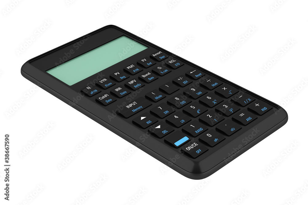 black plastic calculator isolated on white background black plastic calculator isolated on white background