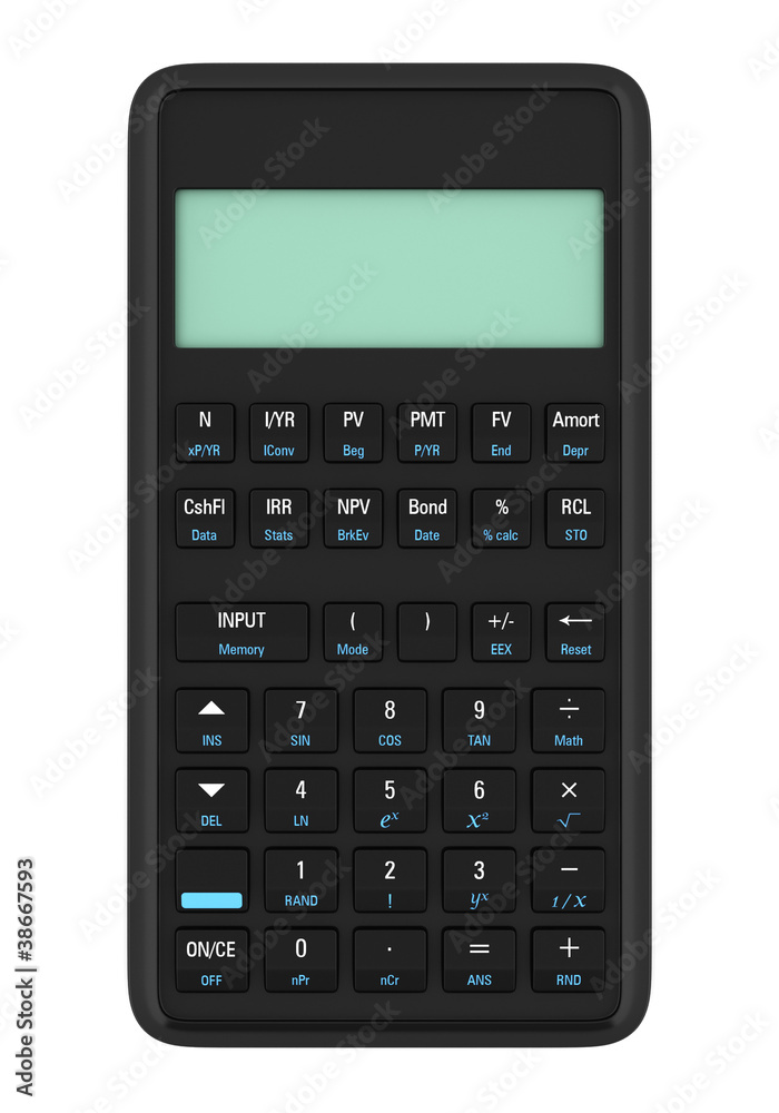black plastic calculator isolated on white background black plastic calculator isolated on white background