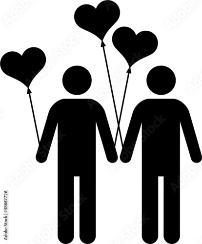 gay couple with heart-shaped balloons