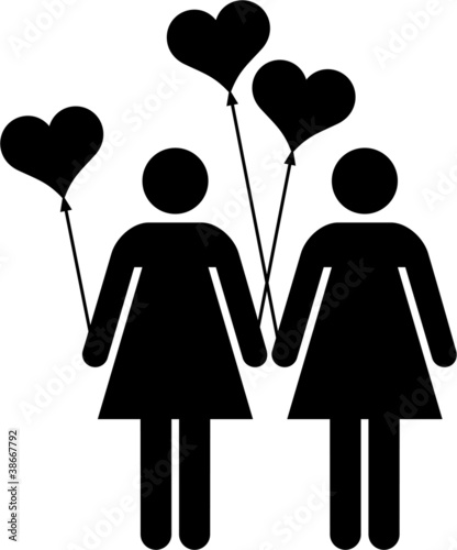 lesbian couple with heart-shaped balloons