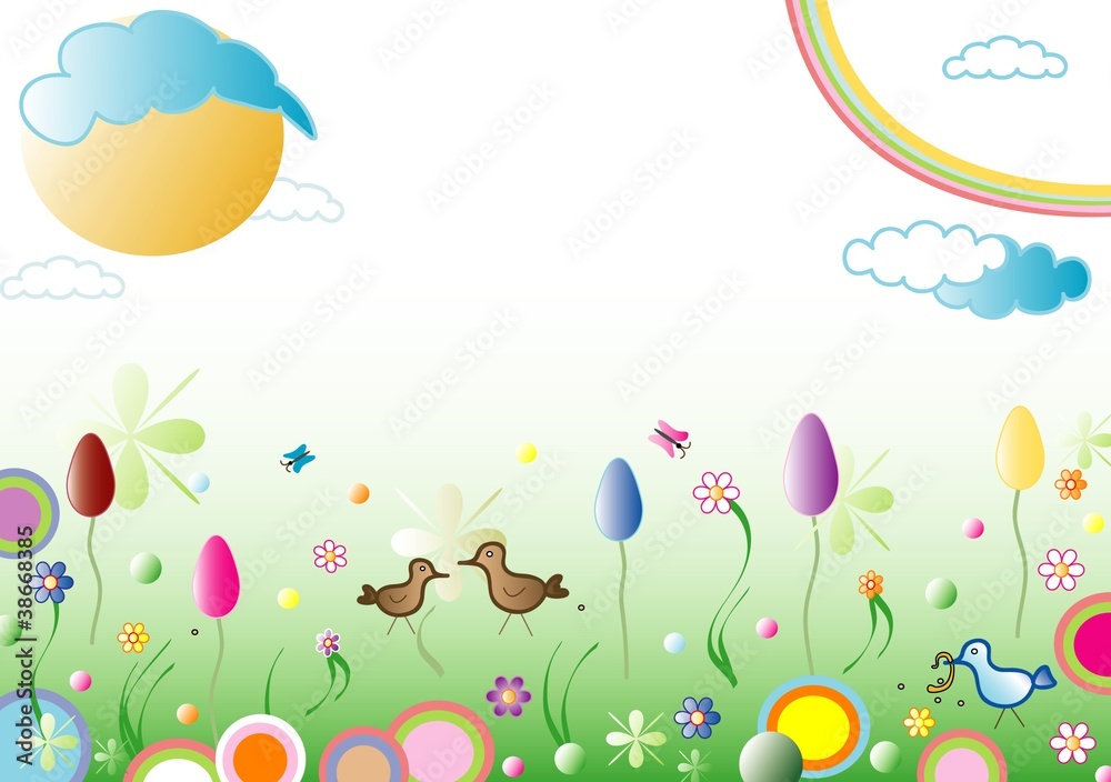 Easter spring background, space for text, vector