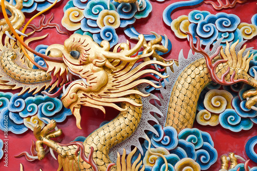 Wallpaper Mural Golden dragon statue in chinese temple, Thailand Torontodigital.ca