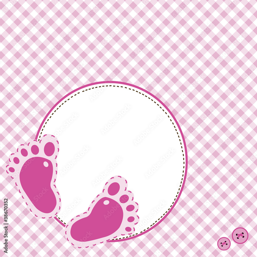 Pink background with baby footsteps Pink background with baby footsteps