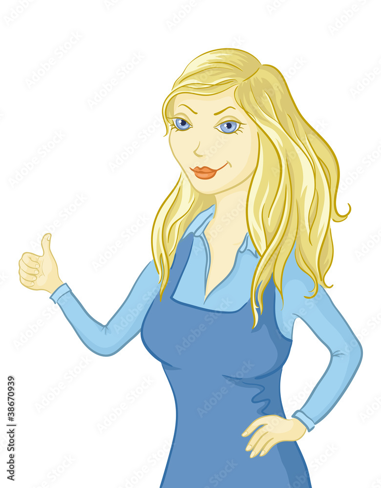 Girl in blue shows the thumb