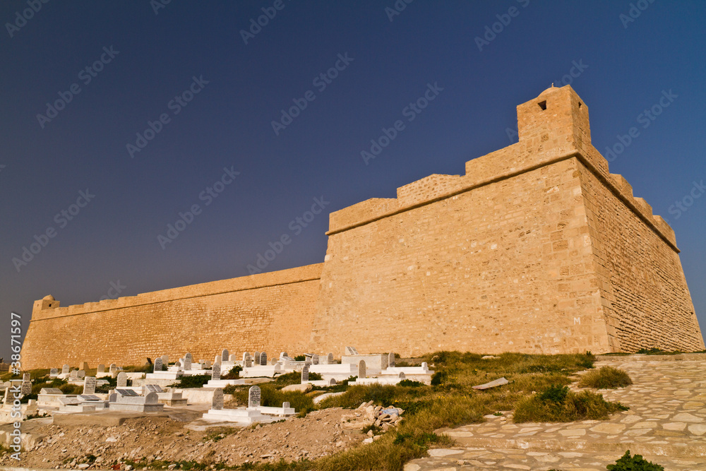 Ribat - arabic fortification and cemetery in Mahdia - seaside to