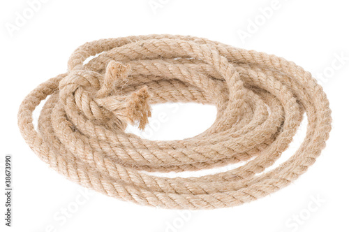 ship rope with knot on white