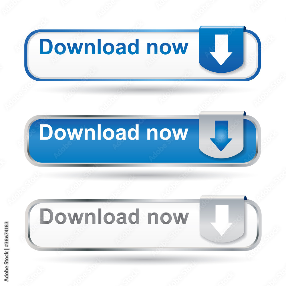 Modern download button set with reflection Modern download button set with reflection