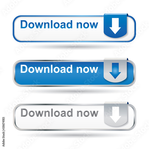 Modern download button set with reflection