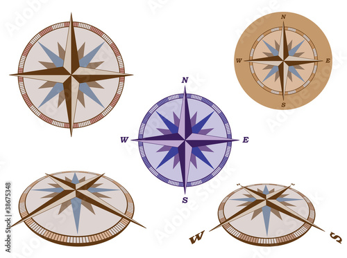 set of retro compasses vector illustration